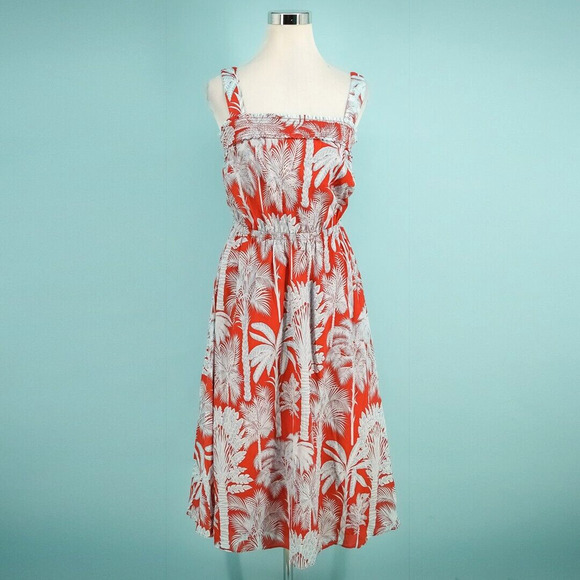 Talbots Dresses & Skirts - Talbots Size 2 Orange Blue Oasis Palm Voile Print Fit Flare Vacation Dress NEW